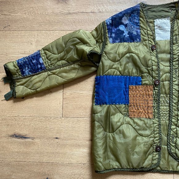 Vintage Army Liner with Japanese Patchwork (Sashiko) - Picture 3 of 8